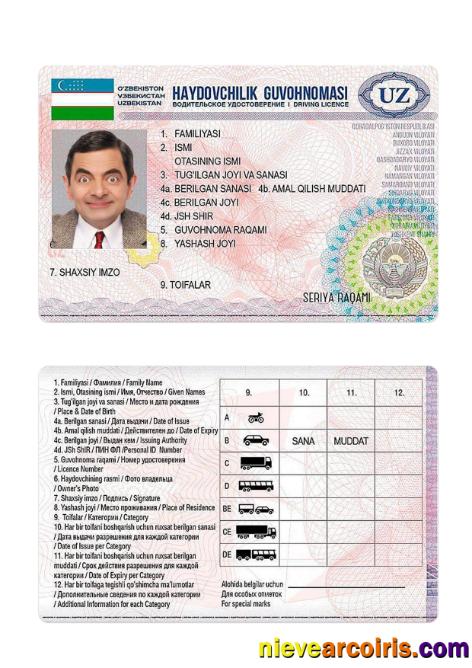 Uzbekistan driving license 2017-present